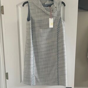 Alex Marie Light Blue and Gray Textured Shift Dress